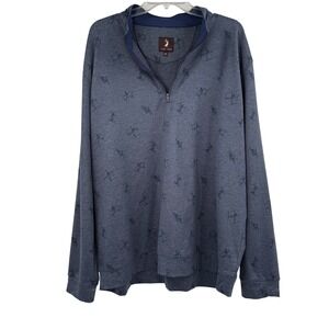Jack + Sage Quarter Zip‎ Pullover Mens XXL Blue Skiing Print